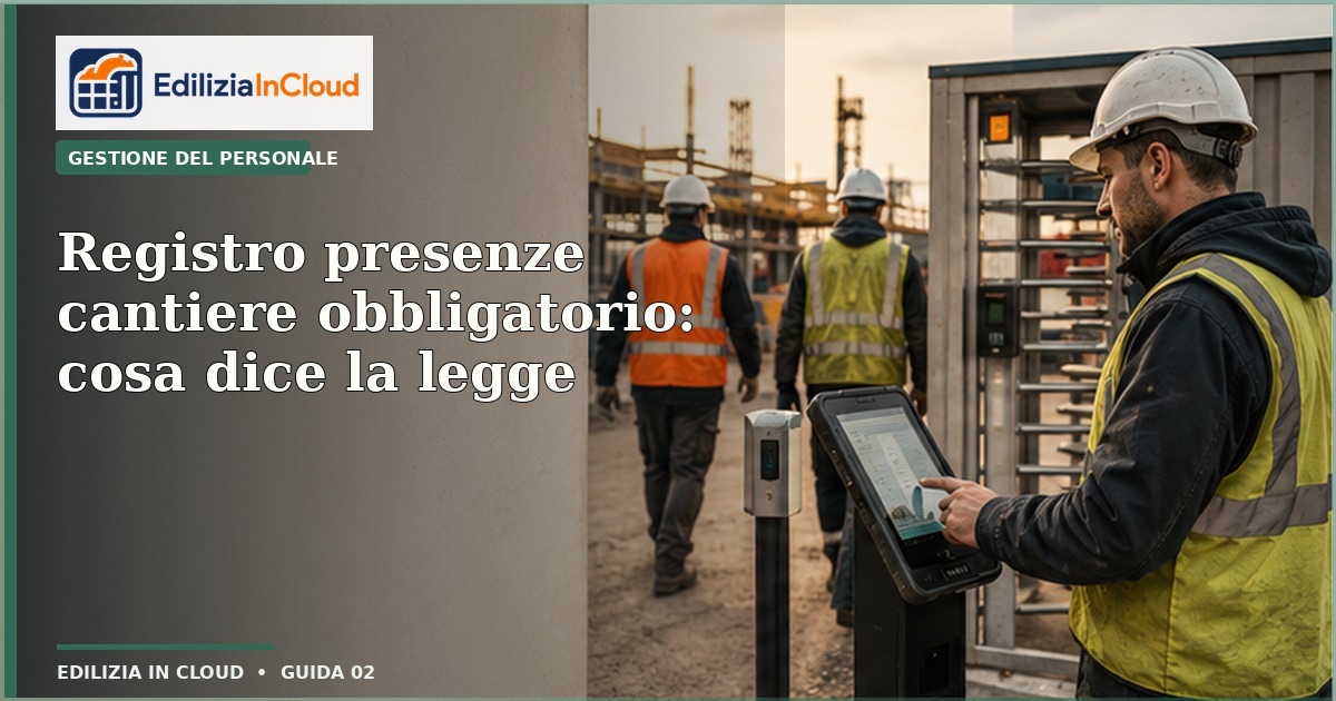 Registro presenze cantiere obbligatorio: cosa dice la legge
